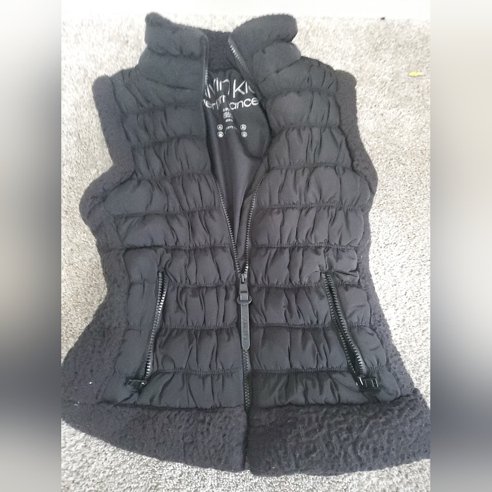 Calvin Klein Performance Womens Small Puffer Vest Black Winter Wind Resistant